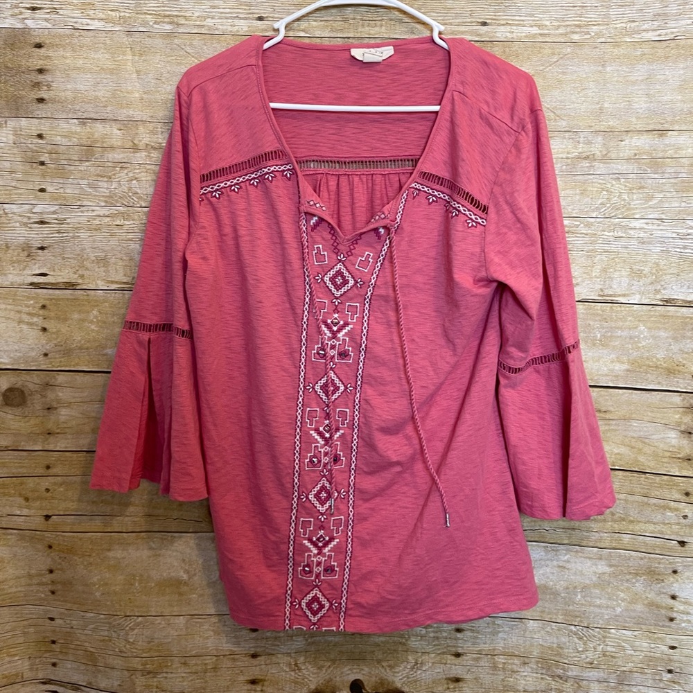 Style & CO. Women's Pink Embroidered Top